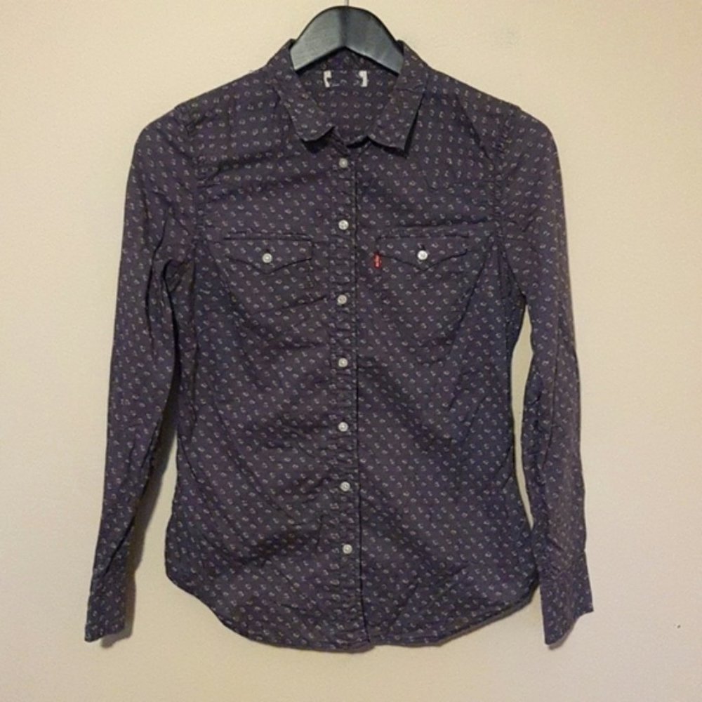 Levis Mini Floral Pattern Button Down Cotton Shirt - image 1
